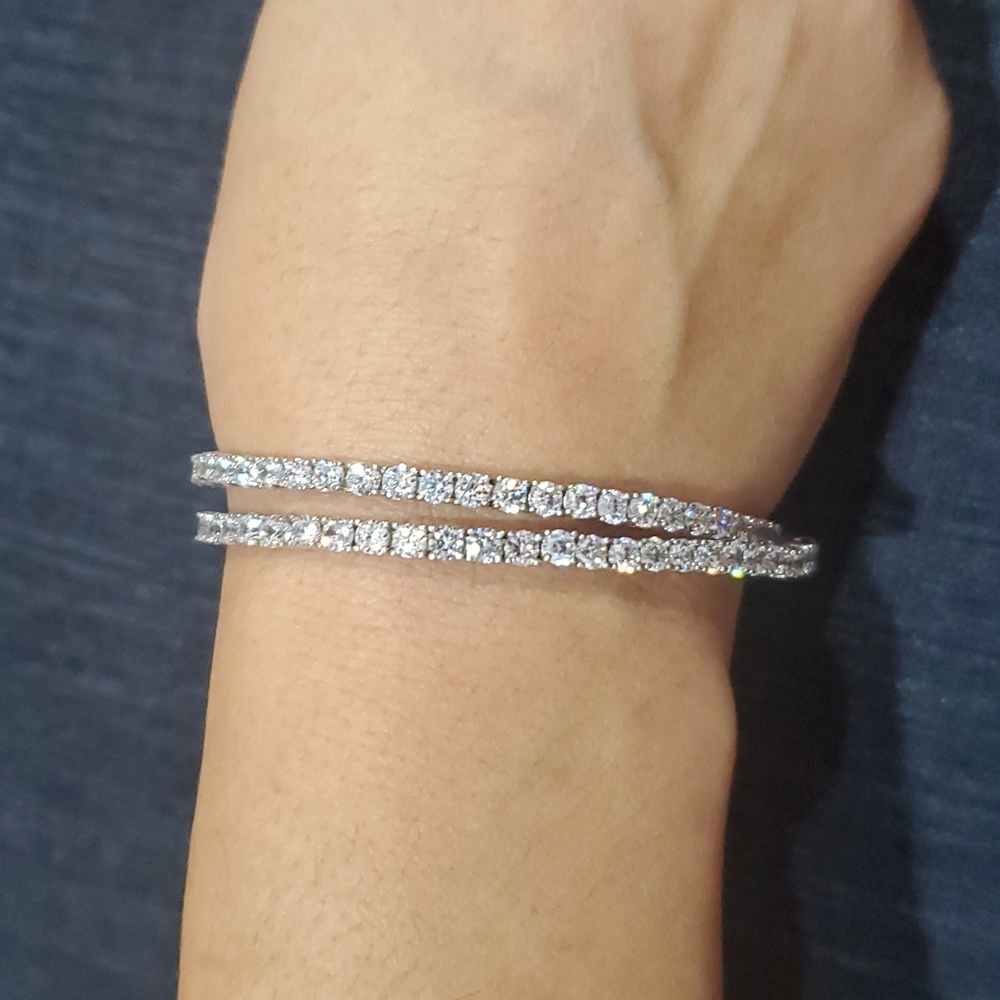 Sterling Silver wrap around double tennis bracelet Brand New